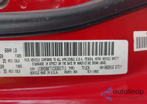 2012 Ram 1500 St from USA, damaged, VIN 1C6RD6KT1CS331711